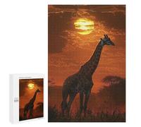 Puzzles 1000 PCS pour Adolescents Giraffe Sunset Silhouette Jeu De Puzzle Casse-tête Anti-Stress Stimulant À Compléter 1000 PCS