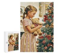 Puzzles 1000 PCS pour Adolescents Girl with Teddy Bear by Christmas Tree Puzzles pour Adultes À Monter Soi-même - Jeux Éducatifs Et Amusants en Famille 1000 PCS