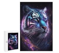 Puzzles 1000 PCS pour Adolescents Glowing Tiger Galaxy Art Print Puzzles pour Adultes Améliore La Mémoire Défi Éducatif Réduction du Stress Cadeaux 1000 PCS