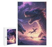 Puzzles 1000 PCS pour Adolescents Godzilla Vs. King Ghidorah Epic Battle Puzzles pour Adultes Jouets Anti-Stress Décoration Parfaite Cadeaux Anti-Stress 1000 PCS