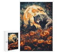 Puzzles 1000 PCS pour Adolescents Halloween Wolf and Pumpkins Puzzles pour Adultes Décoration Murale Jouet Difficile, Difficile, Stimulant À Compléter 1000 PCS