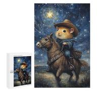Puzzles 1000 PCS pour Adolescents Hamster Cowboy Under Stars Jeu De Puzzle Casse-tête Anti-Stress Stimulant À Compléter 1000 PCS