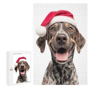 Puzzles 1000 PCS pour Adolescents Happy Plott Hound Dog Wearing Santa Hat Puzzles pour Adultes À Monter Soi-même - Jeux Éducatifs Et Amusants en Famille 1000 PCS