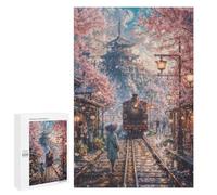 Puzzles 1000 PCS pour Adolescents Japan Cherry Blossom Train Puzzle Adulte Jeu Familial Une Œuvre d'art À Offrir en Cadeau À Toute La Famille 1000 PCS