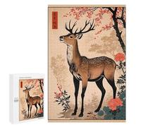 Puzzles 1000 PCS pour Adolescents Japanese Deer Vintage Puzzles pour Adultes Décoration Murale Jouet Difficile, Difficile, Stimulant À Compléter 1000 PCS