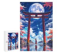 Puzzles 1000 PCS pour Adolescents Japanese Moonlit Torii Landscape Puzzles pour Adultes Décoration Murale Jouet Difficile, Difficile, Stimulant À Compléter 1000 PCS