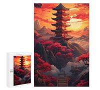 Puzzles 1000 PCS pour Adolescents Japanese Pagoda Sunset Landscape-7 Puzzles pour Adultes Améliore La Mémoire Interaction Parent-Enfant Jouet Jeu Intellectuel 1000 PCS