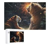 Puzzles 1000 PCS pour Adolescents King of Beasts Lion Vs Tiger Jeux De Puzzle Relaxants Améliorent La Mémoire Offrez-Les en Cadeau À Toute La Famille 1000 PCS