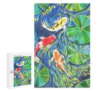 Puzzles 1000 PCS pour Adolescents Koi Fish Pond Watercolor Puzzles pour Adultes À Monter Soi-même - Jeux Éducatifs Et Amusants en Famille 1000 PCS