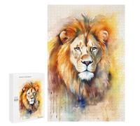 Puzzles 1000 PCS pour Adolescents Lion Watercolor Portrait Puzzle pour Adultes : Un Jeu Manuel Amusant Et Humoristique pour Un Anniversaire Ou Noël 1000 PCS