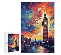 Puzzles 1000 PCS pour Adolescents London Skyline with Big Ben Puzzles pour Adultes Améliore La Mémoire Défi Éducatif Réduction du Stress Cadeaux 1000 PCS