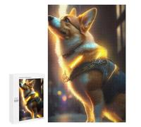 Puzzles 1000 PCS pour Adolescents Magical Corgi in Leather Armor Puzzle pour Adultes : Un Jeu Manuel Amusant Et Humoristique pour Un Anniversaire Ou Noël 1000 PCS
