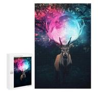 Puzzles 1000 PCS pour Adolescents Magical Deer with Moon Antlers Puzzle pour Adultes : Un Jeu Manuel Amusant Et Humoristique pour Un Anniversaire Ou Noël 1000 PCS