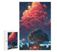 Puzzles 1000 PCS pour Adolescents Magical Night Sky Cottage Puzzles pour Adultes Améliore La Mémoire Interaction Parent-Enfant Jouet Jeu Intellectuel 1000 PCS