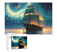 Puzzles 1000 PCS pour Adolescents Magical Ship in Starry Sea Jeux De Puzzle Relaxants Améliorent La Mémoire Offrez-Les en Cadeau À Toute La Famille 1000 PCS