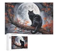 Puzzles 1000 PCS pour Adolescents Moonlit Black Cat Scene Puzzles pour Adultes Jeux Relaxants Difficulté Défi Éducatif Difficile 1000 PCS