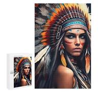 Puzzles 1000 PCS pour Adolescents Native American Headdress Artwork Puzzles pour Adultes Jeux Relaxants Difficulté Défi Éducatif Difficile 1000 PCS