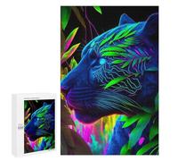 Puzzles 1000 PCS pour Adolescents Neon Panther in Jungle Puzzles pour Adultes Décoration Murale Jouet Difficile, Difficile, Stimulant À Compléter 1000 PCS
