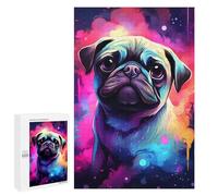 Puzzles 1000 PCS pour Adolescents Neon Pug Pop Art Print Puzzles pour Adultes Améliore La Mémoire Défi Éducatif Réduction du Stress Cadeaux 1000 PCS