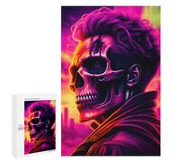 Puzzles 1000 PCS pour Adolescents Neon Skull Portrait Artwork Puzzle pour Adultes : Un Jeu Manuel Amusant Et Humoristique pour Un Anniversaire Ou Noël 1000 PCS