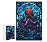 Puzzles 1000 PCS pour Adolescents Octopus Stained Glass Art Puzzles pour Adultes Décoration Murale Jouet Difficile, Difficile, Stimulant À Compléter 1000 PCS