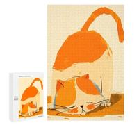 Puzzles 1000 PCS pour Adolescents Orange Cat Stretching Puzzles pour Adultes À Monter Soi-même - Jeux Éducatifs Et Amusants en Famille 1000 PCS
