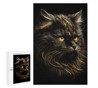 Puzzles 1000 PCS pour Adolescents Persian Cats Black Gold Puzzles pour Adultes - Jeux De Construction - Analyse Et Logique - Idées Cadeaux pour Toute La Famille 1000 PCS