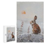 Puzzles 1000 PCS pour Adolescents Rabbit in Winter Landscape Jeu De Puzzle Casse-tête Anti-Stress Stimulant À Compléter 1000 PCS