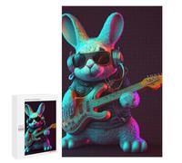 Puzzles 1000 PCS pour Adolescents Rabbit Rock Star with Guitar Puzzle Adulte Jeu Familial Une Œuvre d'art À Offrir en Cadeau À Toute La Famille 1000 PCS