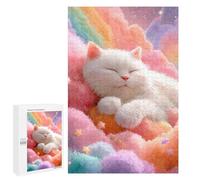 Puzzles 1000 PCS pour Adolescents Rainbow Cloud Cat Dreamscape Puzzles pour Adultes Améliore La Mémoire Interaction Parent-Enfant Jouet Jeu Intellectuel 1000 PCS