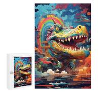 Puzzles 1000 PCS pour Adolescents Rainbow Dragon Cityscape Puzzles pour Adultes Améliore La Mémoire Interaction Parent-Enfant Jouet Jeu Intellectuel 1000 PCS