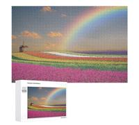 Puzzles 1000 PCS pour Adolescents Rainbow Over Flower Fields Puzzle pour Adultes Jeux Amusants Une Œuvre d'art Aidez Votre Cerveau À Faire Travailler 1000 PCS