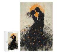 Puzzles 1000 PCS pour Adolescents Romantic Silhouette with Golden Glow and Wildflowers Puzzles pour Adultes Jeu De Réflexion Cadeau d'anniversaire Difficile À Compléter 1000 PCS