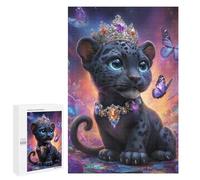 Puzzles 1000 PCS pour Adolescents Royal Leopard Cub with Crown Puzzles pour Adultes Améliore La Mémoire Défi Éducatif Réduction du Stress Cadeaux 1000 PCS