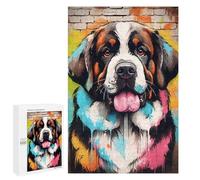 `Puzzles 1000 PCS pour Adolescents Saint Bernard Dog Graffiti Puzzles pour Adultes Jeux De Détente Découpe De Précision Offre Spéciale Cadeaux pour Toute La Famille 1000 PCS