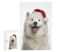 Puzzles 1000 PCS pour Adolescents Samoyed Dog with Santa Hat Puzzle Adulte Jeu Familial Une Œuvre d'art À Offrir en Cadeau À Toute La Famille 1000 PCS