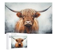 Puzzles 1000 PCS pour Adolescents Scottish Highland Cow Portrait Jeux De Puzzle Relaxants Améliorent La Mémoire Offrez-Les en Cadeau À Toute La Famille 1000 PCS