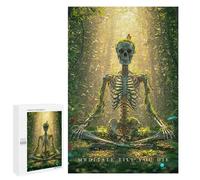 Puzzles 1000 PCS pour Adolescents Skeleton Meditating in Forest Puzzles pour Adultes Décoration Murale Jouet Difficile, Difficile, Stimulant À Compléter 1000 PCS