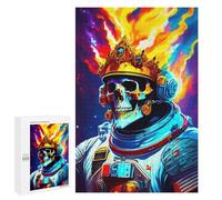 Puzzles 1000 PCS pour Adolescents Skull Astronaut with Crown Puzzle pour Adultes Jeux Amusants Une Œuvre d'art Aidez Votre Cerveau À Faire Travailler 1000 PCS