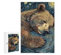 Puzzles 1000 PCS pour Adolescents Sleeping Bear in Starry Night Style Puzzles pour Adultes À Monter Soi-même - Jeux Éducatifs Et Amusants en Famille 1000 PCS