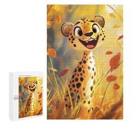 Puzzles 1000 PCS pour Adolescents Smiling Cheetah in Autumn Jeu De Puzzle Casse-tête Anti-Stress Stimulant À Compléter 1000 PCS