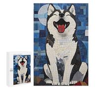 Puzzles 1000 PCS pour Adolescents Smiling Husky Mosaic Puzzles pour Adultes Jeu De Réflexion Cadeau d'anniversaire Difficile À Compléter 1000 PCS