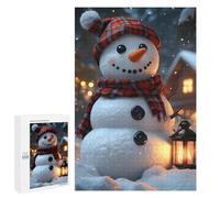 Puzzles 1000 PCS pour Adolescents Smiling Snowman in Winter Christmas Puzzles pour Adultes À Monter Soi-même - Jeux Éducatifs Et Amusants en Famille 1000 PCS