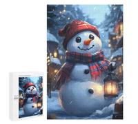 Puzzles 1000 PCS pour Adolescents Smiling Snowman with Lantern Christmas Puzzle Adulte Jeu Familial Une Œuvre d'art À Offrir en Cadeau À Toute La Famille 1000 PCS