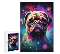 Puzzles 1000 PCS pour Adolescents Space Pug Cosmic Cute -1 Puzzles pour Adultes Améliore La Mémoire Défi Éducatif Réduction du Stress Cadeaux 1000 PCS