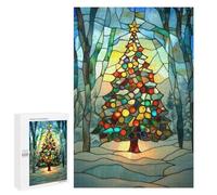 Puzzles 1000 PCS pour Adolescents Stained Glass Christmas Tree Jeu De Puzzle Casse-tête Anti-Stress Stimulant À Compléter 1000 PCS