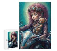 Puzzles 1000 PCS pour Adolescents Steampunk Girl with Teddy Bear Puzzles pour Adultes Améliore La Mémoire Défi Éducatif Réduction du Stress Cadeaux 1000 PCS