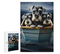 Puzzles 1000 PCS pour Adolescents Three Puppies in A Boat Puzzles pour Adultes Décoration Murale Jouet Difficile, Difficile, Stimulant À Compléter 1000 PCS