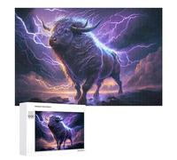 Puzzles 1000 PCS pour Adolescents Thundering Bull Epic Lightning Storm Puzzles pour Adultes - Jouets À Faire Soi-même, mais Aussi Un Défi Éducatif Amusant Et Humoristique 1000 PCS