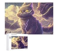 Puzzles 1000 PCS pour Adolescents Thundering Fantasy Cat Artwork -4 Puzzles pour Adultes - Jouets À Faire Soi-même, mais Aussi Un Défi Éducatif Amusant Et Humoristique 1000 PCS